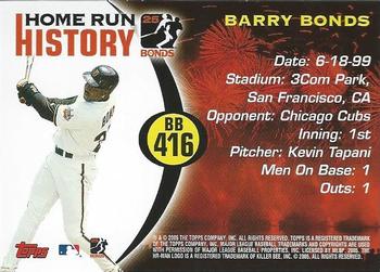 2005 Topps Updates & Highlights - Barry Bonds Home Run History #BB 416 Barry Bonds Back