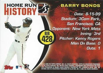 2005 Topps Updates & Highlights - Barry Bonds Home Run History #BB 428 Barry Bonds Back