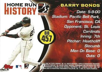 2005 Topps Updates & Highlights - Barry Bonds Home Run History #BB 457 Barry Bonds Back