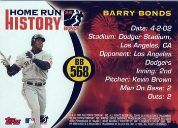 2005 Topps Updates & Highlights - Barry Bonds Home Run History #BB 568 Barry Bonds Back