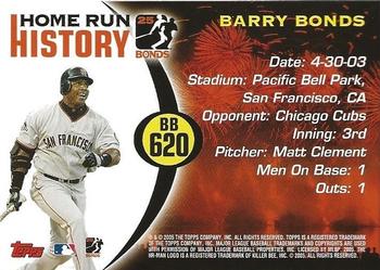 2005 Topps Updates & Highlights - Barry Bonds Home Run History #BB 620 Barry Bonds Back