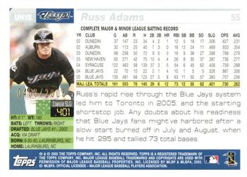 2005 Topps Updates & Highlights - Gold #UH15 Russ Adams Back