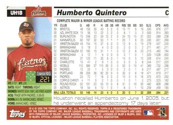2005 Topps Updates & Highlights - Gold #UH18 Humberto Quintero Back