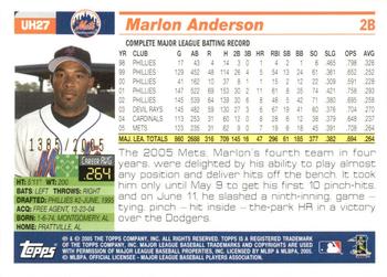 2005 Topps Updates & Highlights - Gold #UH27 Marlon Anderson Back