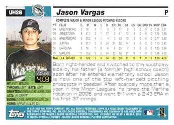 2005 Topps Updates & Highlights - Gold #UH28 Jason Vargas Back