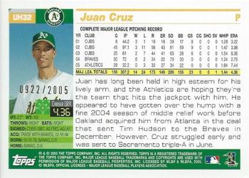 2005 Topps Updates & Highlights - Gold #UH32 Juan Cruz Back