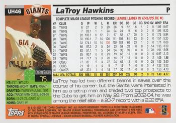 2005 Topps Updates & Highlights - Gold #UH46 LaTroy Hawkins Back