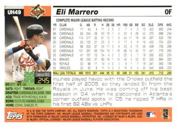 2005 Topps Updates & Highlights - Gold #UH49 Eli Marrero Back