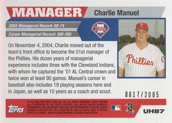 2005 Topps Updates & Highlights - Gold #UH87 Charlie Manuel Back