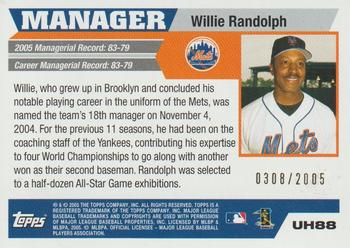 2005 Topps Updates & Highlights - Gold #UH88 Willie Randolph Back