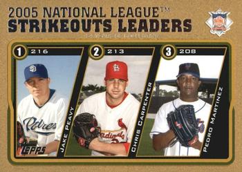 2005 Topps Updates & Highlights - Gold #UH146 2005 National League Strikeout Leaders (Jake Peavy / Chris Carpenter / Pedro Martinez) Front