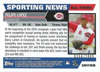 2005 Topps Updates & Highlights - Gold #UH159 Felipe Lopez Back