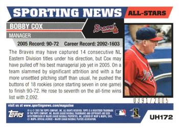 2005 Topps Updates & Highlights - Gold #UH172 Bobby Cox Back