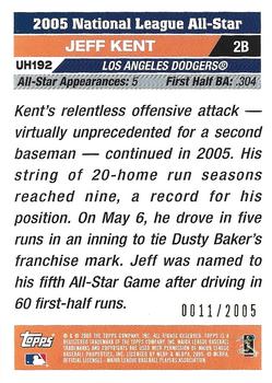 2005 Topps Updates & Highlights - Gold #UH192 Jeff Kent Back