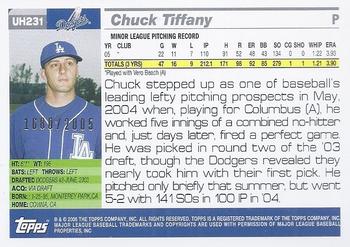 2005 Topps Updates & Highlights - Gold #UH231 Chuck Tiffany Back