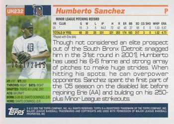 2005 Topps Updates & Highlights - Gold #UH232 Humberto Sanchez Back