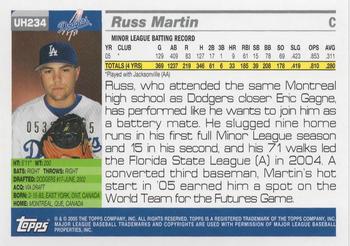 2005 Topps Updates & Highlights - Gold #UH234 Russell Martin Back