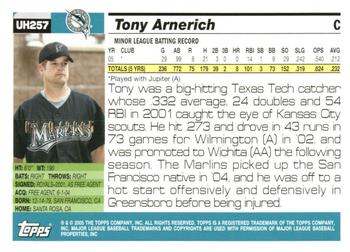 2005 Topps Updates & Highlights - Gold #UH257 Tony Arnerich Back