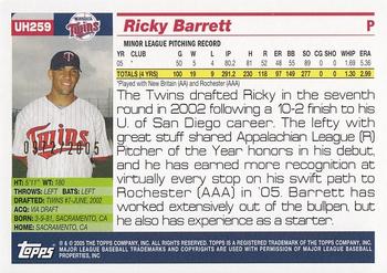 2005 Topps Updates & Highlights - Gold #UH259 Ricky Barrett Back