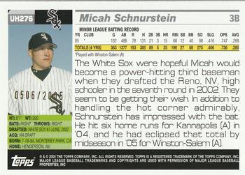 2005 Topps Updates & Highlights - Gold #UH276 Micah Schnurstein Back