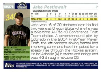 2005 Topps Updates & Highlights - Gold #UH278 Jake Postlewait Back