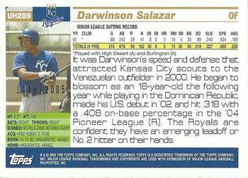 2005 Topps Updates & Highlights - Gold #UH289 Darwinson Salazar Back