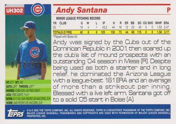 2005 Topps Updates & Highlights - Gold #UH302 Andy Santana Back