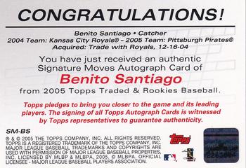 2005 Topps Updates & Highlights - Signature Moves #SM-BS Benito Santiago Back