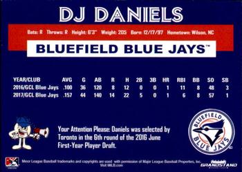 2018 Grandstand Bluefield Blue Jays #NNO D.J. Daniels Back