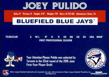 2018 Grandstand Bluefield Blue Jays #NNO Joey Pulido Back
