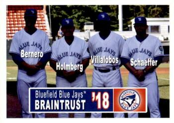 2018 Grandstand Bluefield Blue Jays #NNO Adam Bernero / Dennis Holmberg / Carlos Villalobos / Chris Schaeffer Front