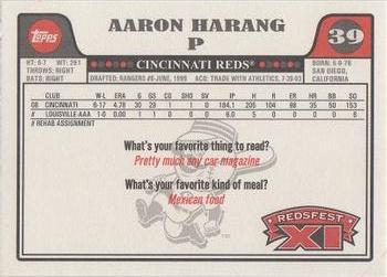 2008 Topps Redsfest #7 Aaron Harang Back
