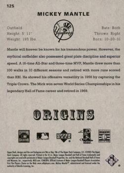 2005 UD Origins - Black #125 Mickey Mantle Back