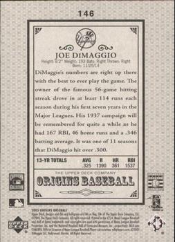 2005 UD Origins - Old Judge Black #146 Joe DiMaggio Back