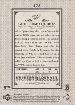 2005 UD Origins - Old Judge Black #178 Guillermo Quiroz Back
