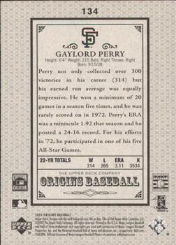 2005 UD Origins - Old Judge Gold #134 Gaylord Perry Back