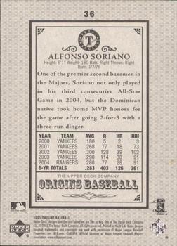 2005 UD Origins - Old Judge Red #36 Alfonso Soriano Back