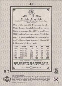 2005 UD Origins - Old Judge Red #48 Mike Lowell Back
