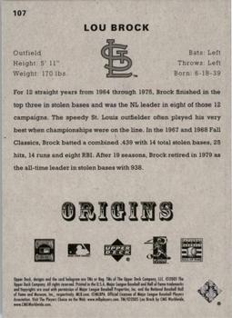 2005 UD Origins - Red #107 Lou Brock Back
