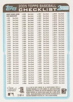 2005 Topps - Checklists Blue #2 Checklist Series 2: 659-734 and Inserts Back