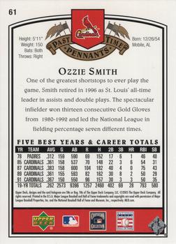 2005 UD Past Time Pennants - Gold #61 Ozzie Smith Back