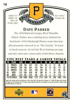 2005 UD Past Time Pennants - Silver #18 Dave Parker Back