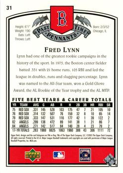 2005 UD Past Time Pennants - Silver #31 Fred Lynn Back