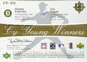 2005 UD Ultimate Signature Edition - Cy Young Dual Autograph #CY-EG Dennis Eckersley / Eric Gagne Back