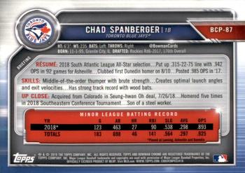 2019 Bowman - Chrome Prospects Mojo Refractors #BCP-87 Chad Spanberger Back
