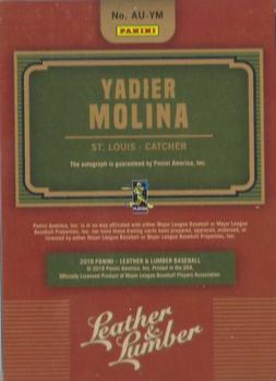 2019 Panini Leather & Lumber - Autographs Blue #AU-YM Yadier Molina Back