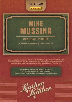 2019 Panini Leather & Lumber - Autographs Blue #AU-MM Mike Mussina Back