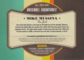 2019 Panini Leather & Lumber - Baseball Signatures Black Gold #BBS-MM Mike Mussina Back