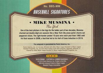 2019 Panini Leather & Lumber - Baseball Signatures Blue #BBS-MM Mike Mussina Back