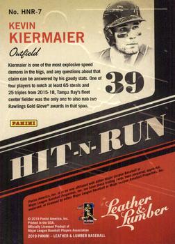 2019 Panini Leather & Lumber - Hit-N-Run #HNR-7 Kevin Kiermaier Back